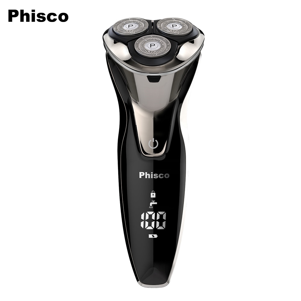 Phisco – rasoir électrique pour hommes, Rechargeable, sec, étanche, USB, rotatif, soins du visage