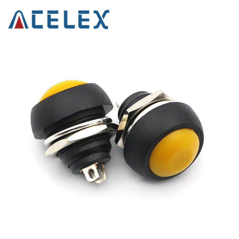 12mm PBS-33B Waterproof Momentary ON OFF Push Button Swithch Mini Round Switch: Yellow