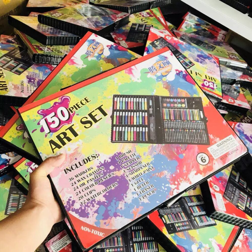 150 Pcs Kids Art Set Children Drawing Set Water Color Pen Crayon Oil Pastel Painting Drawing Tool Art supplies stationery set