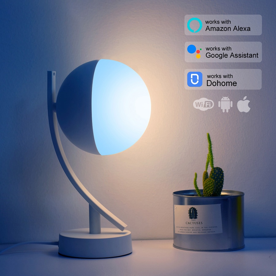 7W RGB LED Desk Lamp Smart Voice LED Control WiFi App Remote Dimmable Bedroom Night Light Round Alexa Google Home Table Lights
