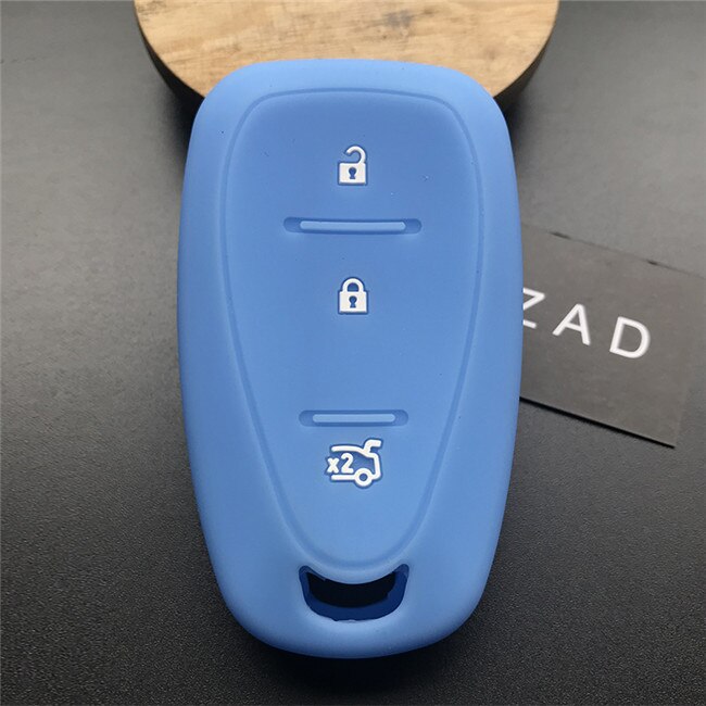 ZAD-funda de silicona para llave de coche, Carcasa protectora para mando a distancia sin llave, para Chevrolet Cruze Spark Onix Volt Aveo Sonic, 3 botones: light blue