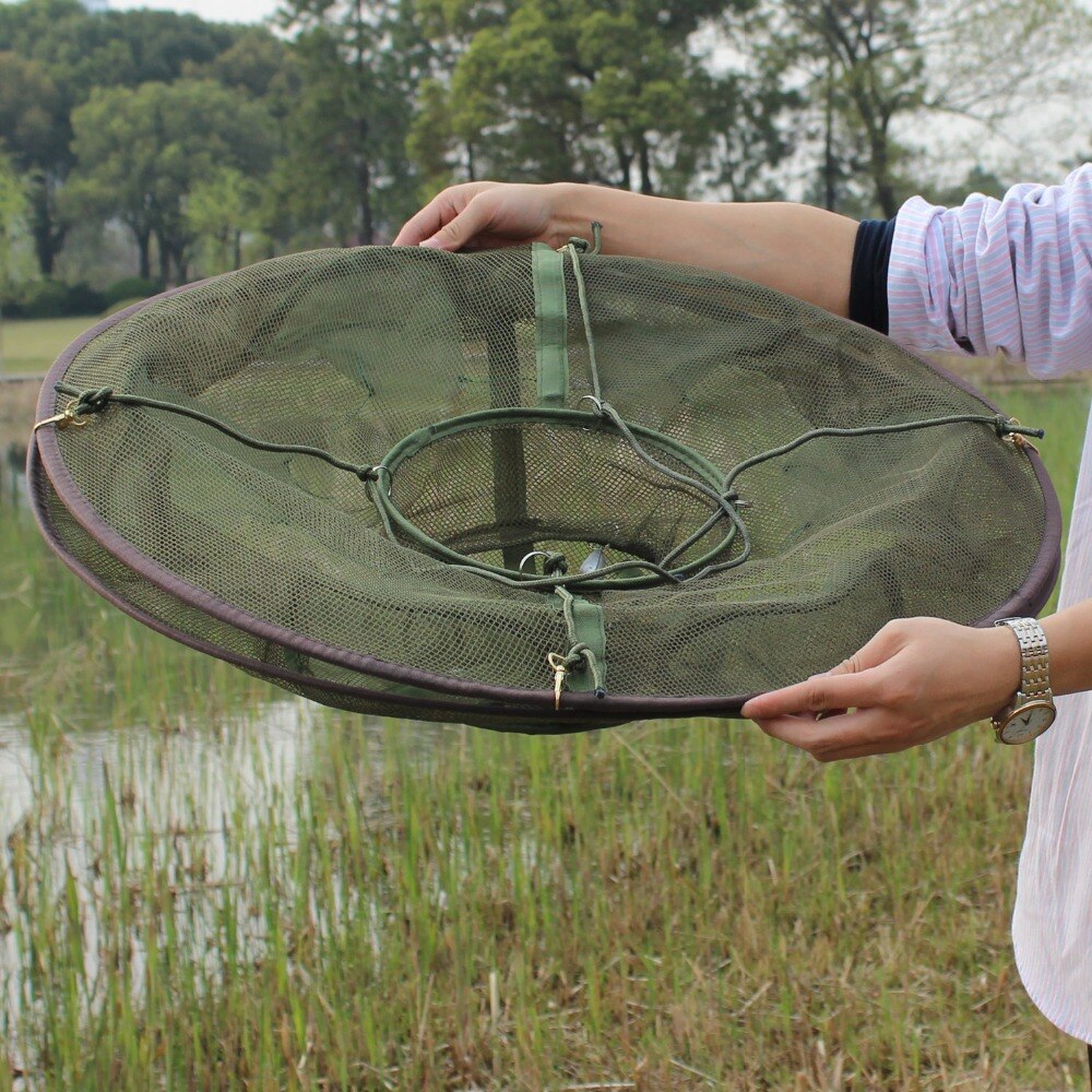 Sougayilang Top Folding Fishing Net Dip Fish Net Lobster Crab Fish Trap Cages Outdoor Fishing Tackle