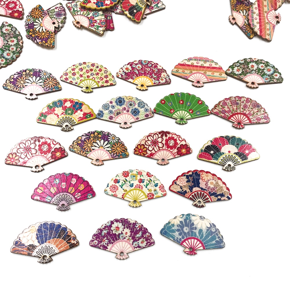 30pcs DIY Hand Fans Painting Micro Craft Fan Mini Craft For Home Wood Block Hair Ornaments Retro-ancient Wood Ornaments