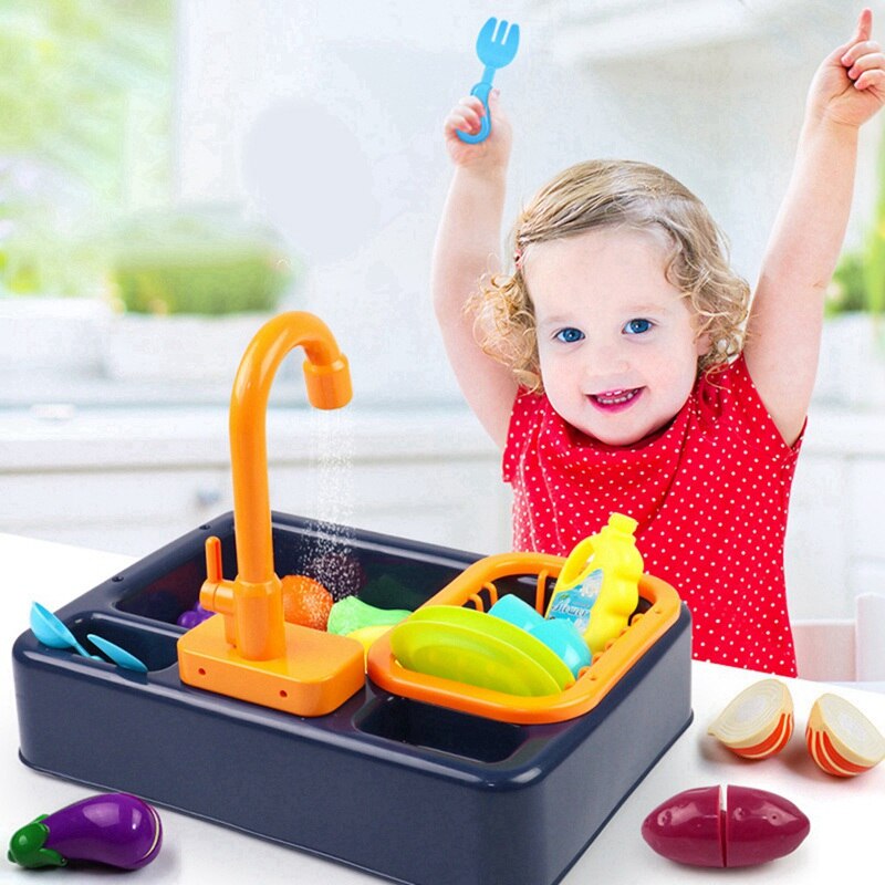 Plast simulering elektrisk opvaskemaskine vask foregive lege køkkenlegetøj med elektrisk vandvaske sæt til børn