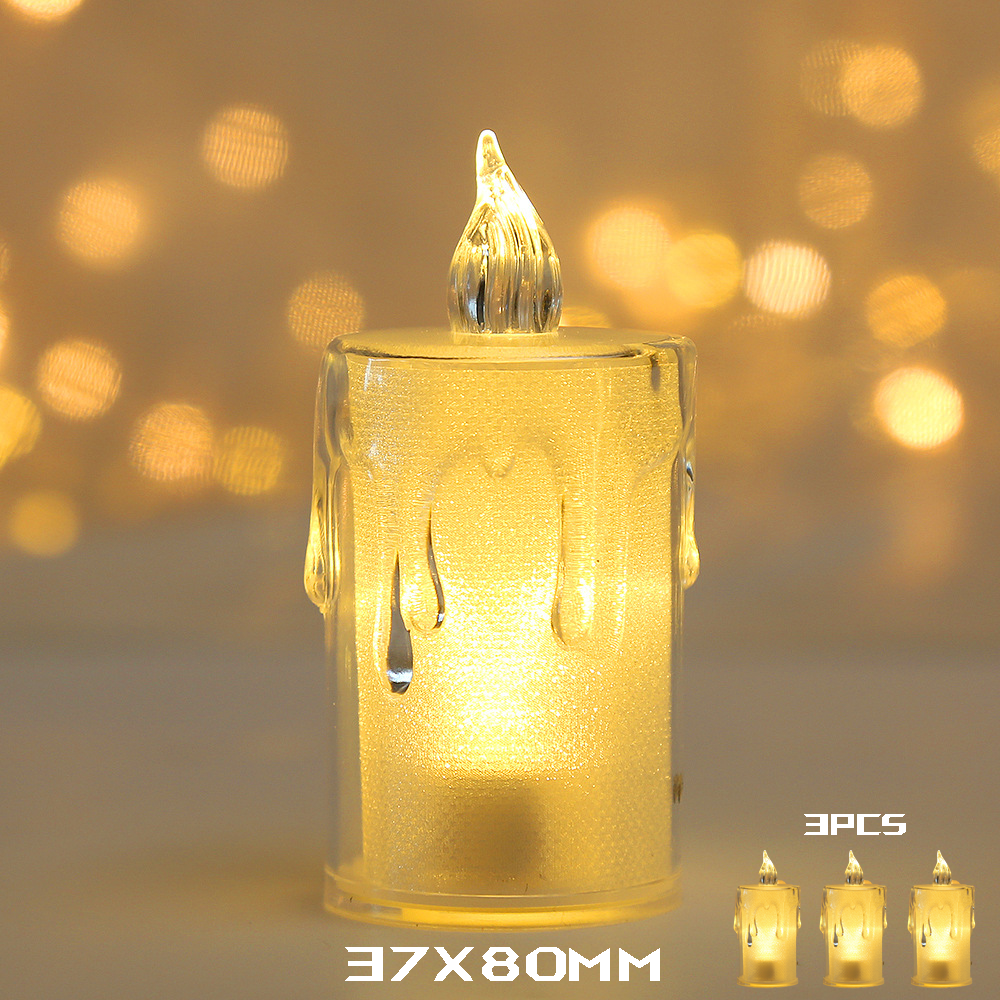 3 STKS Elektronische Kaars Verjaardagsfeestje Viering Romantische Sfeer Decoratie LED Kerst Thanksgiving Mini Nachtlampje: changeable