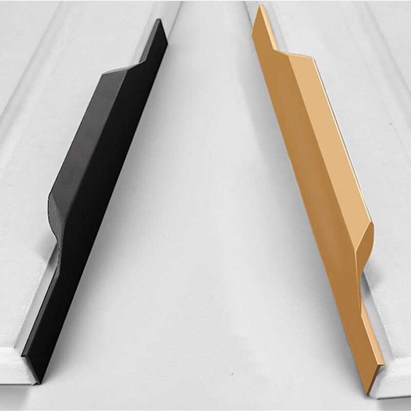 Gold Edge handle Black long handle No groove Drawer pulls Furniture wardrobe doorknob Kitchen bathroom cabinet hardware 30-150cm
