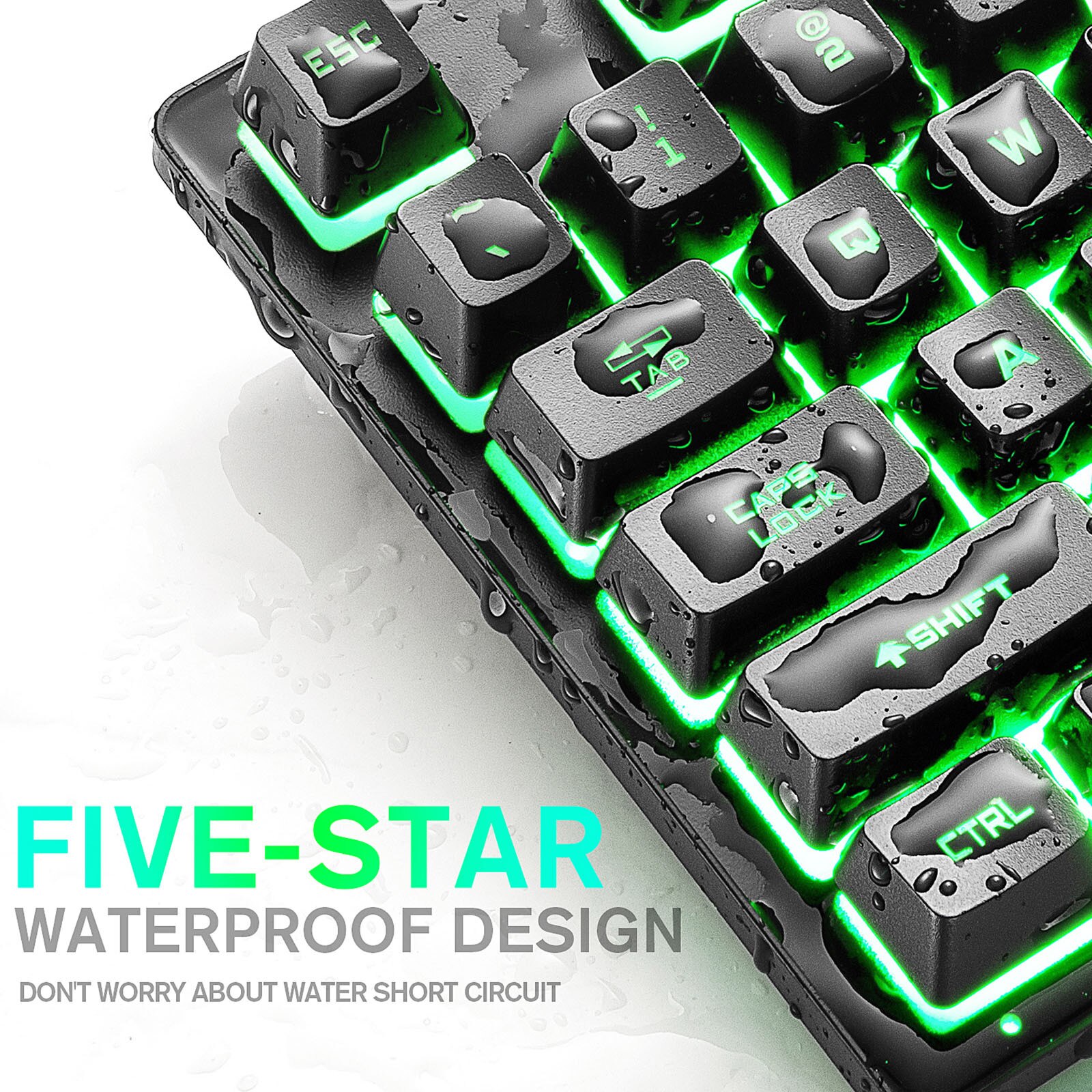 K16 Wired Game keyboard 87keys w/ Retro-illuminated LED Waterproof Ergonomic Anti-Ghosting Game Keyboard for Office