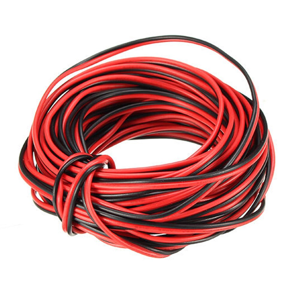 10m koperen 22awg 2- pins rode zwarte doe-het-zelf pvc elektrische kabeldraad voor ledstrip