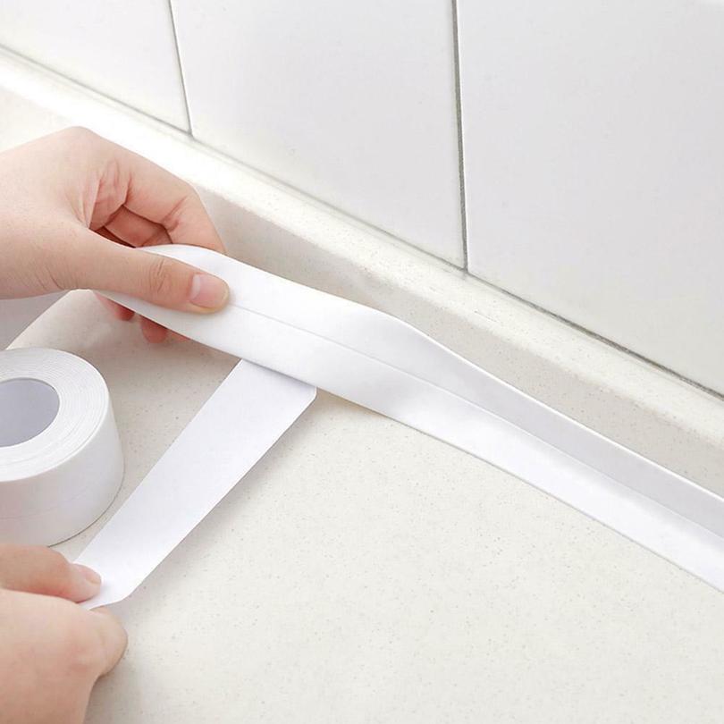 Badeværelse brusebad vask bad forsegling strip tape hvid pvc selvklæbende vandtæt væg klistermærke til badeværelse køkken