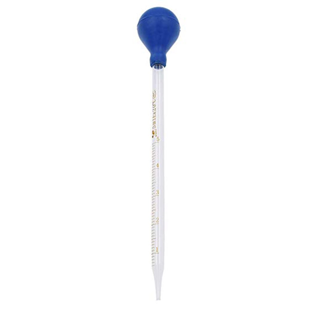 Pipeta cuentagotas de línea de escala de vidrio, gotero de laboratorio, pipeta azul, cabezal de goma, 0,5 ml, 1ml, 2ml, 3ml, 5ml, 10ml: 1pcs 5ml