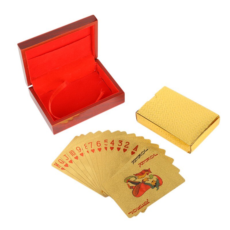 24K Speelkaarten Luxe Waterdichte Gold Diamond Folie Poker Carta Dek Van Kaarten Plastic Poker Kaart Voor Partij Magic prestaties: A