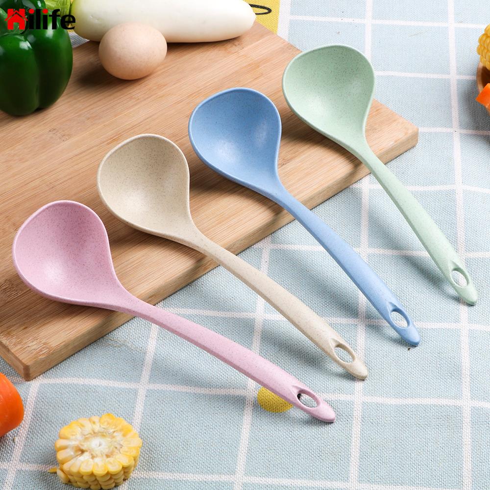 Wheat Straw Soup Spoon Kitchen Supplies Long Handle Meal Dinner Scoop Ladle Dinnerware