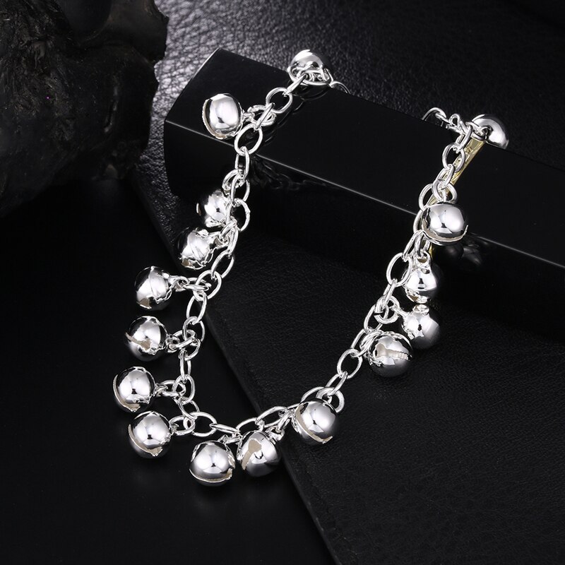 925 Silver Cute Bell Charm Bracelet For Women Engagement Jewelry