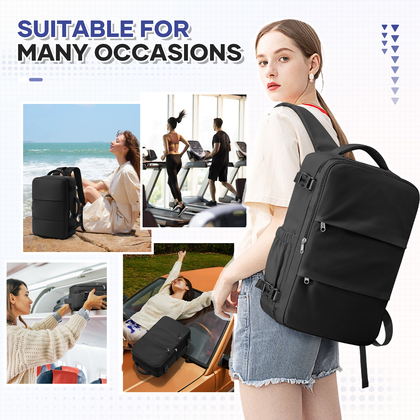 Hand Luggage Backpack For Women Men Business College Laptop Travel Backpack Waterproof Carry on Bags mochila viaje cabina avion