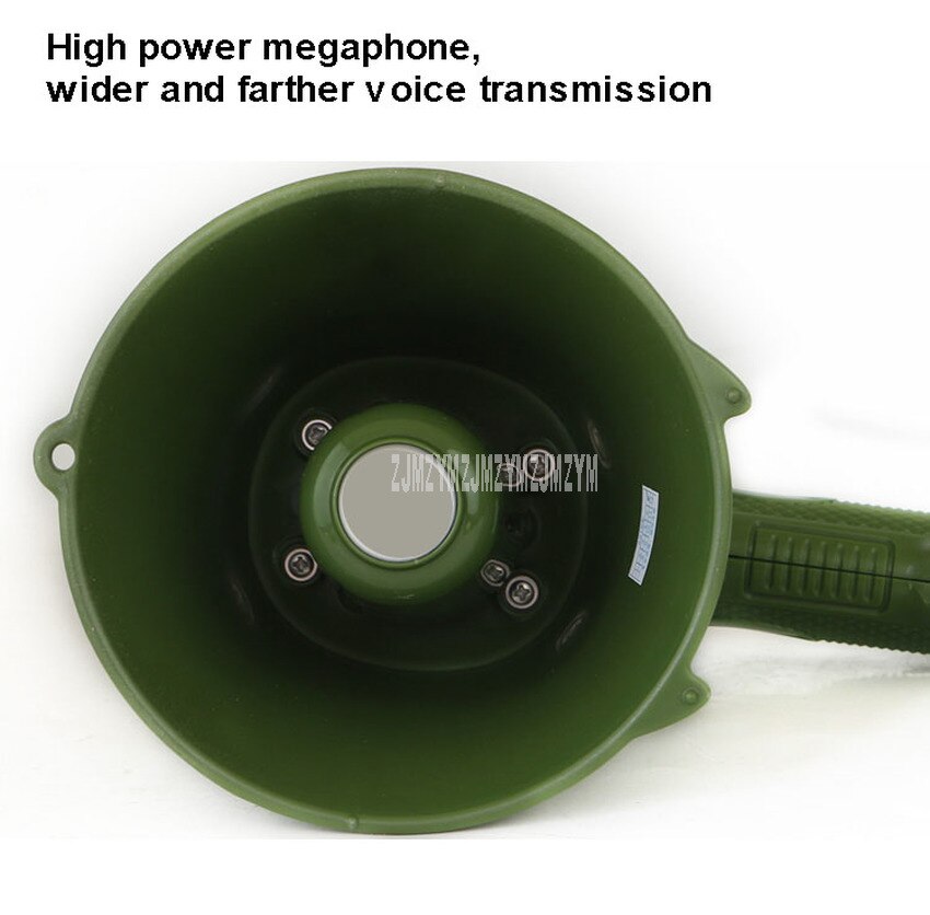 Army Green Portable Hand Speaker Megaphone Strap Grip Loudspeaker Recording Horn Outdoor Training Guide Speaker Loud Volume
