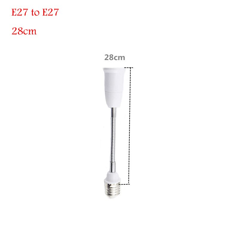 Base de bombilla LED E27 a E27, convertidor de soporte de lámpara de extensión Flexible, enchufe europeo y estadounidense de 18cm/28cm/38cm/48cm/58cm: 28cm