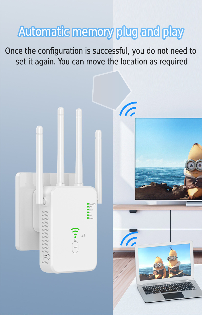 Wireless 5G WiFi Repeater 1200Mbps Router Wifi Boo... – Grandado
