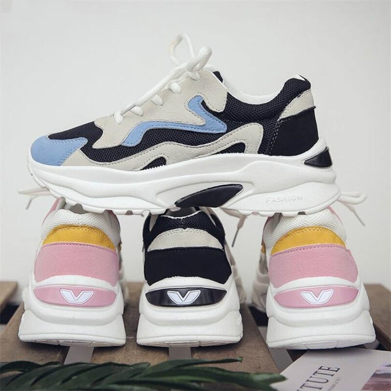 Dam skor höst sneakers dam plattform dam skor andas mesh dam vulkaniserade skor  t902