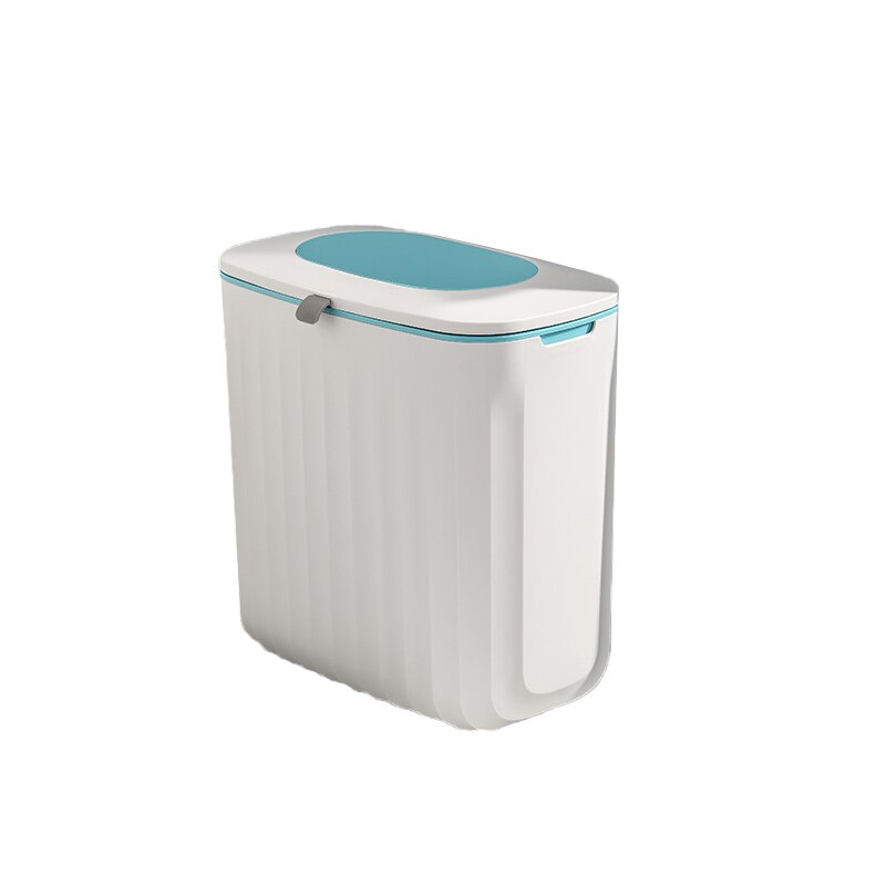 Cubo de basura colgante para puerta de armario de cocina, cesta de basura de reciclaje de cocina de gran capacidad, montada en la pared, rápida, ordenada: clear sky blue 8L