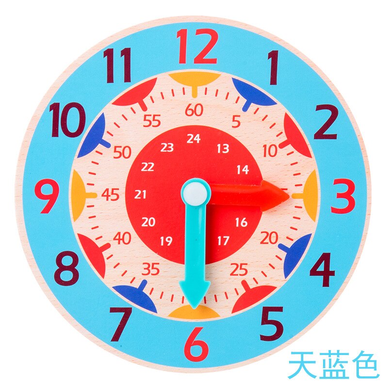 Benqing Kinderen Puzzel Digitale Klok Speelgoed Baby Houten Speelgoed Kleuterschool Vroege Onderwijs Kraam Klein Speelgoed WJ086: Sky Blue