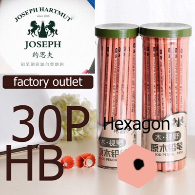 Lápices de madera HB 2B, juego de lápices de dibujo, Centro negro, madera cruda, no tóxico,: 30P-HB-Hexagon