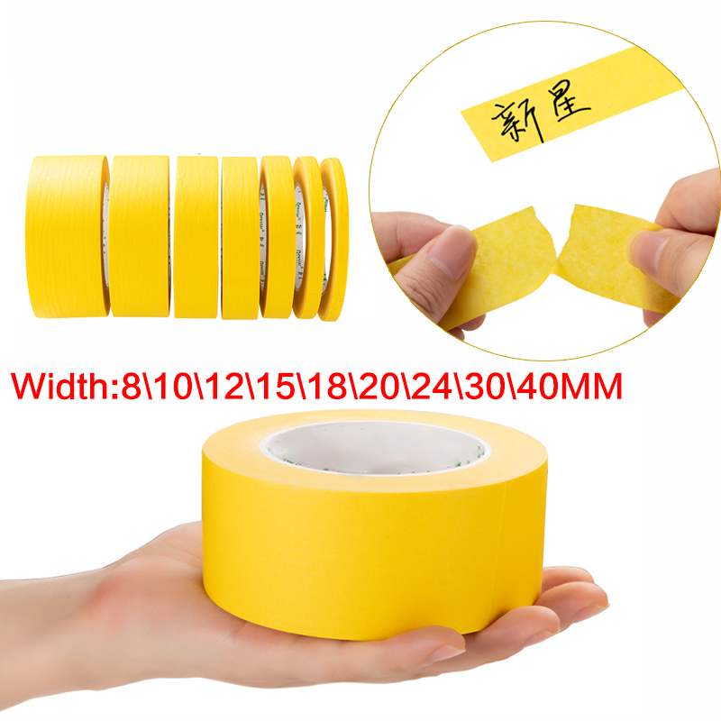 Nastro adesivo per mascheratura giallo da 50M nastro adesivo per mascheratura carta testurizzata decorazione per vernice per auto strappo senza cuciture per nastro per pittori
