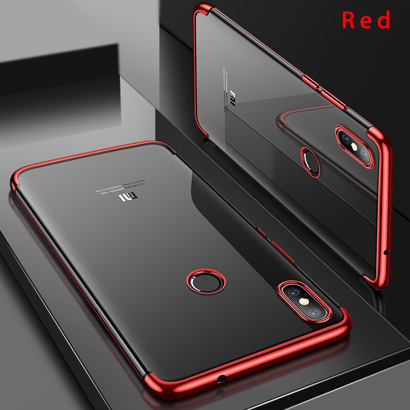 Luxury Original Phone Cases for Xiaomi Mi 8 Mi8 SE Soft TPU Ultra Thin Transparent Plating Back Cover for Xiaomi 8 Lite Explorer: Xiaomi Mi 8 / Red