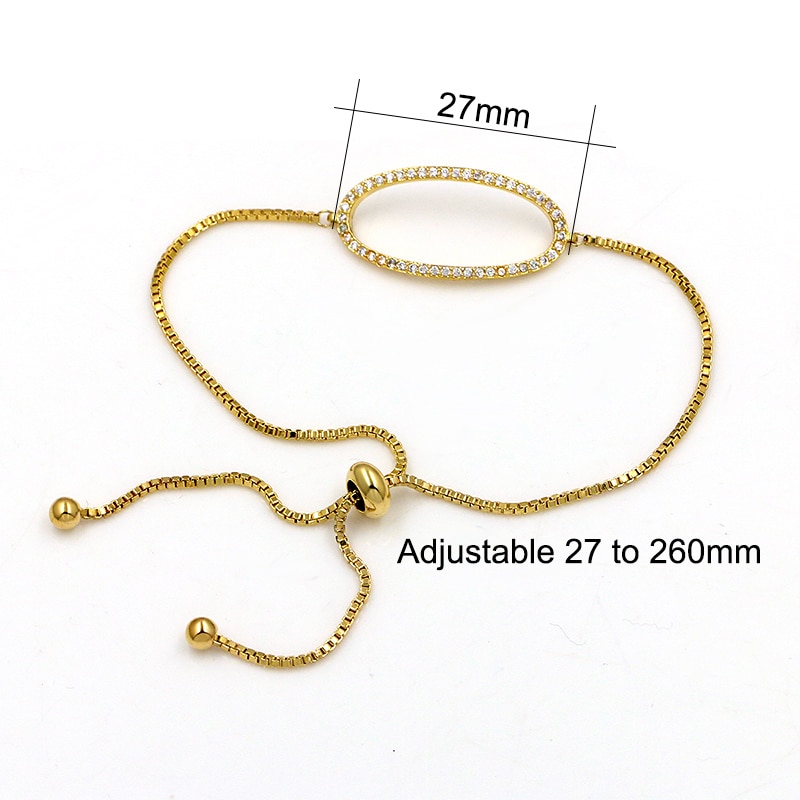 Baiduqiandu ovale vorm kubieke zirkonia kristal cz zirkonia verstelbare trouwarmband