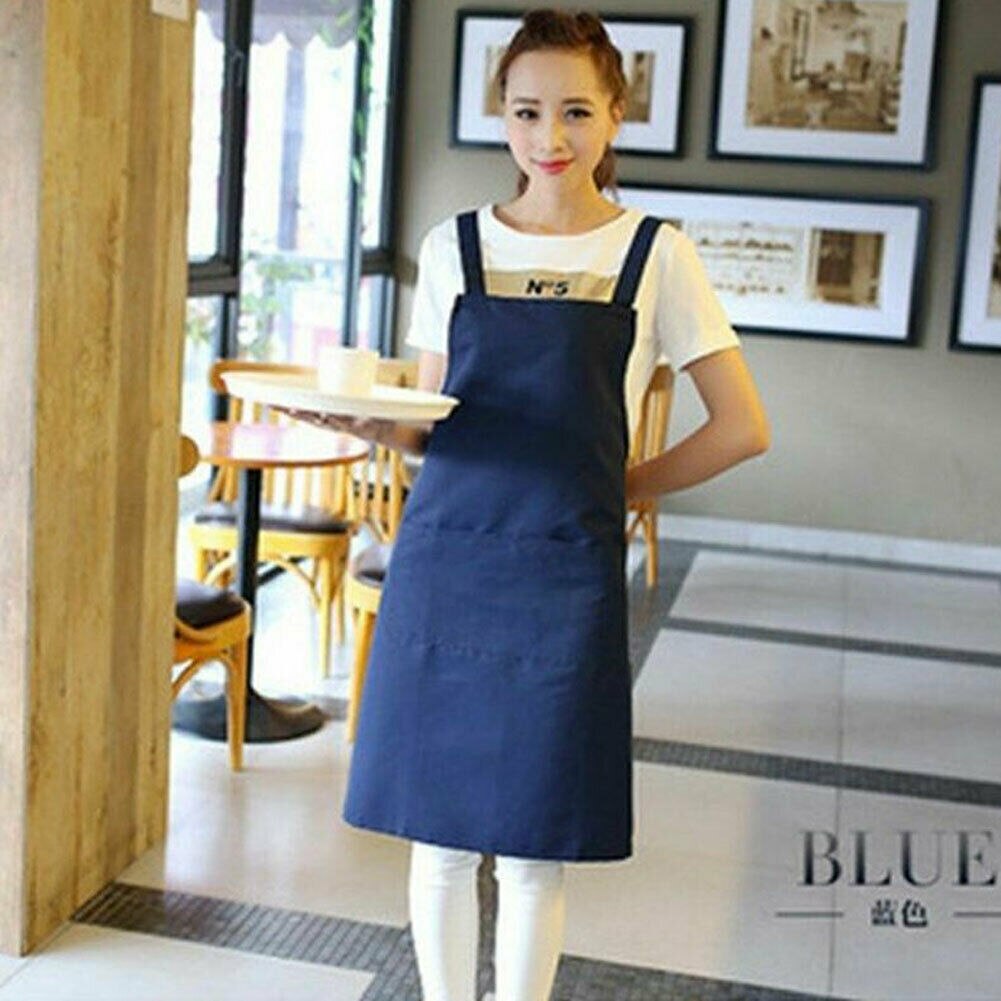 Unisex Apron Kitchen Work Garden Doble Sided two Pocket Cover Smock Pinafore Apron: Style 2