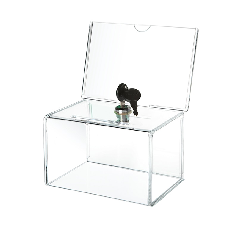 Acrylic Donation Collection Box,Perspex Charity Fundraising Box with Keylock for Church,Non-profitable Group,Charity