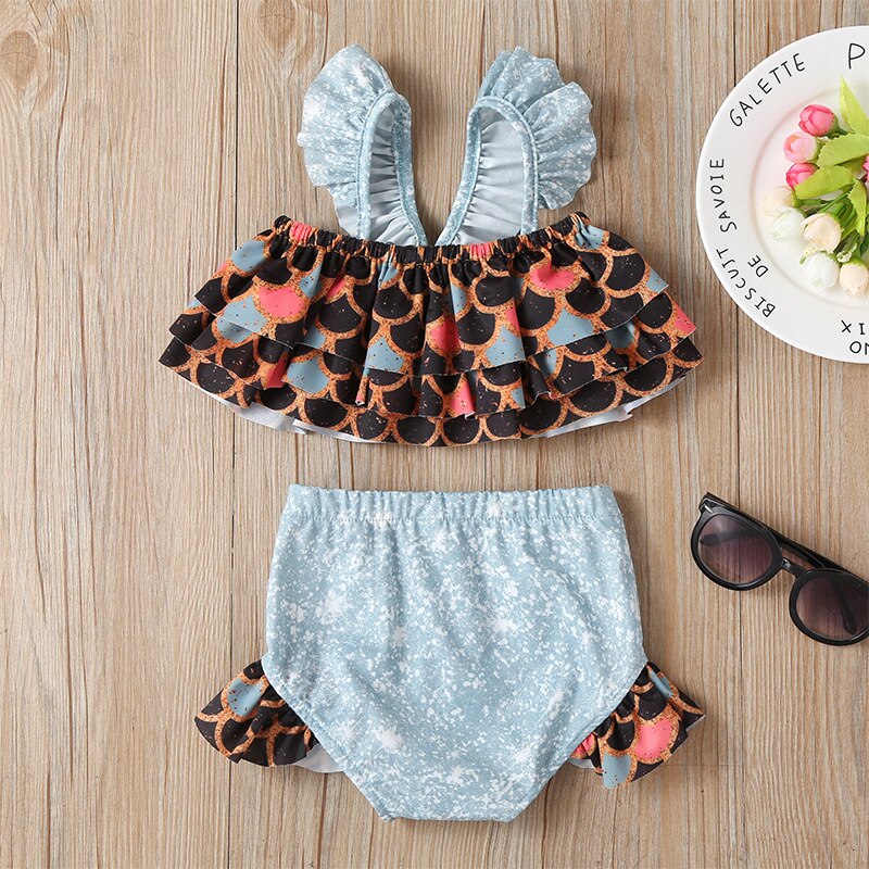 Nieuwste zomer baby zwempak prinses glitter zeemeermin 2 stuks baby meisjes badmode strandkleding kinderen meisje