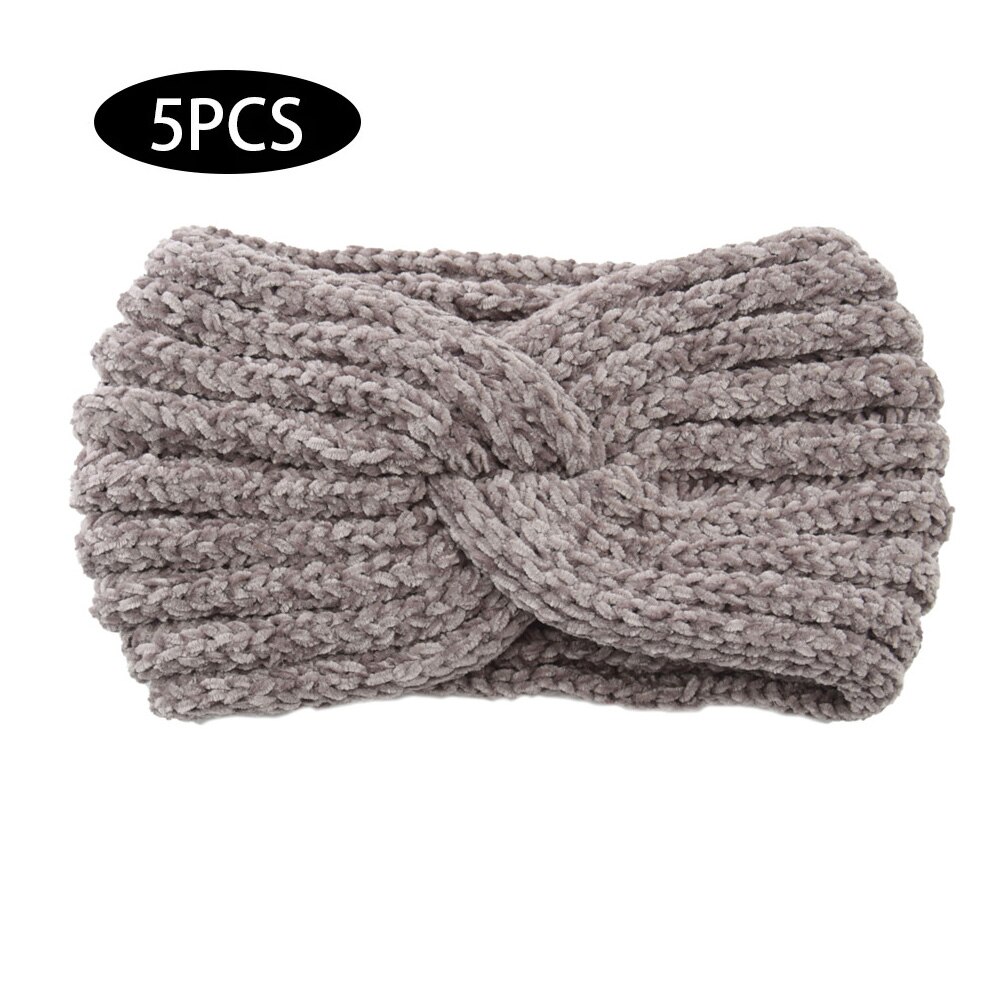 5Pcs Europese En Amerikaanse Gebreide Wol Kruis Haarband Sport Hoofdband Oor Bescherming Hoofddeksels Warm Corduroy Hoofdband: 6