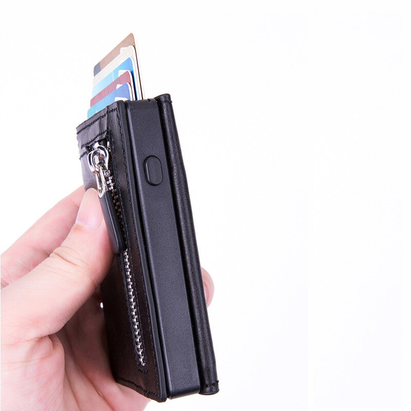 boîtier de carte à glissière automatique RFID antivol porte-carte de crédit en alliage d'aluminium porte-cartes portefeuille pour hommes femmes
