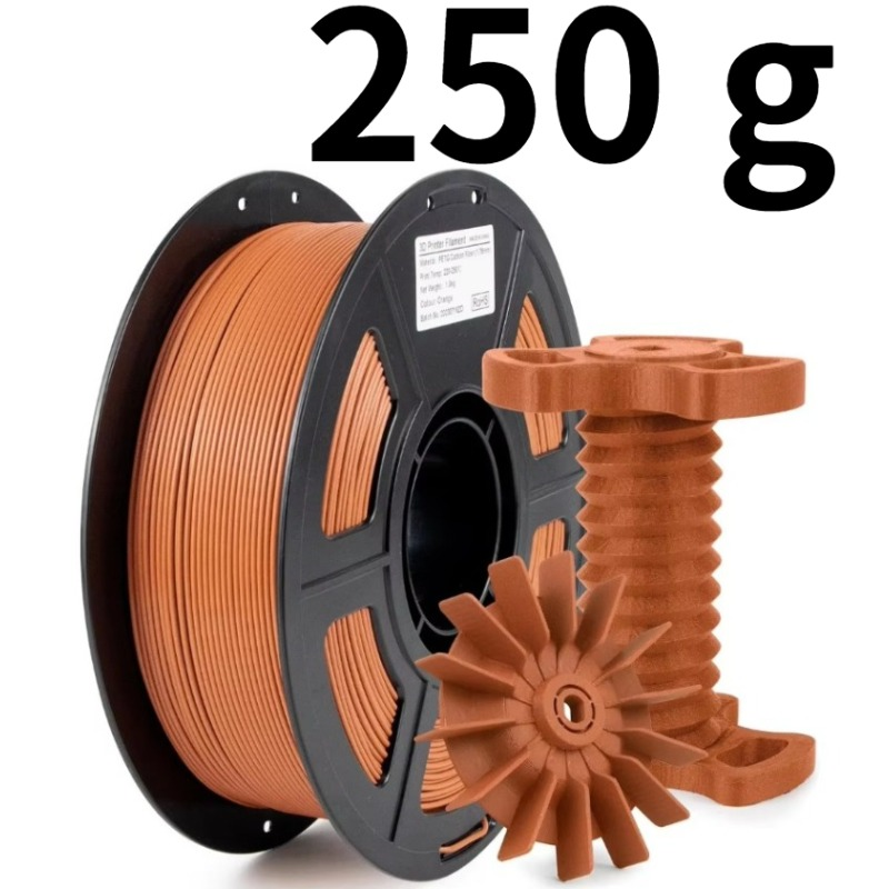 Filament PETG en Fiber de carbone 1.75mm, Filament PETG-CF résistant à l'usure et à la chaleur, excellente adhérence intercalaire PETG 1kg/250g: Orange
