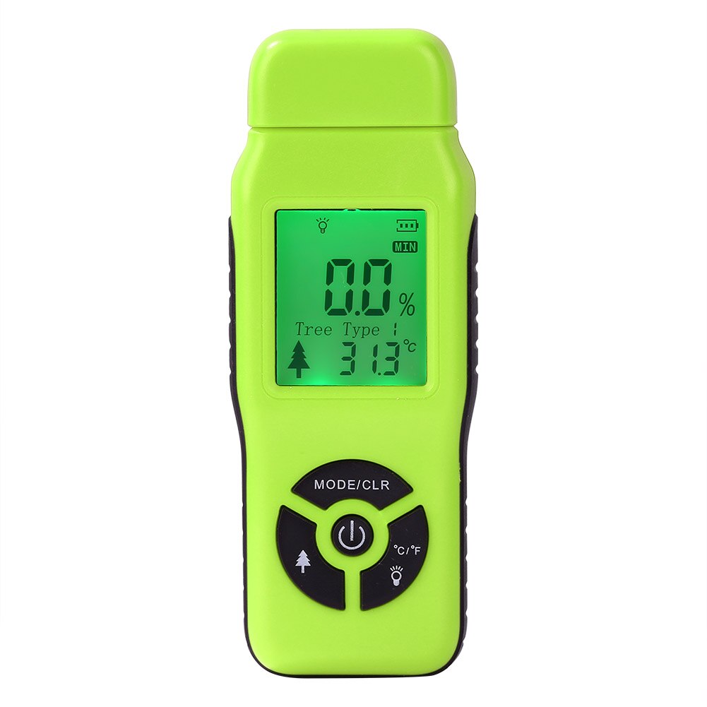 Digital Moisture Meter Tester Two Pins Wood Moisture Meter Wood Humidity Tester Damp Detector with LCD Display Probe: green
