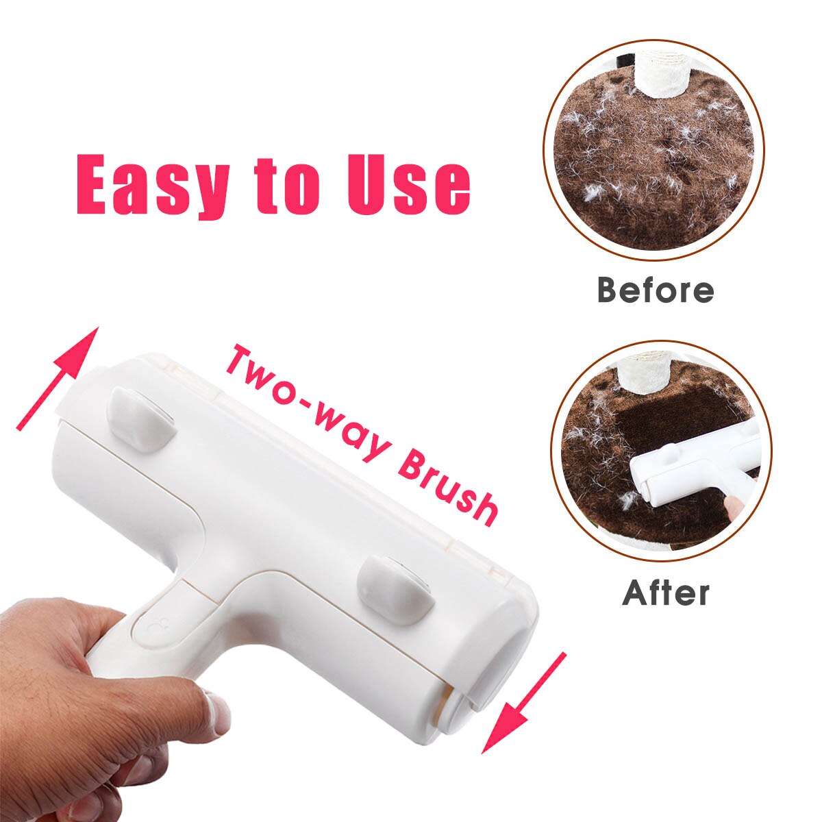2-Way Pet Hair Remover Roller Lint Sticking Dog Ha... – Grandado