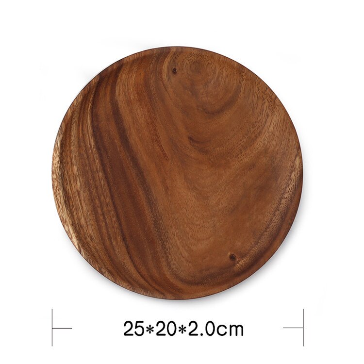 Ronde Massief Houten Plaat Hele Acacia Hout Fruit Gerechten Houten Schotel Thee Dienblad Dessert Diner Ontbijt Plaat Servies Set: 30CM