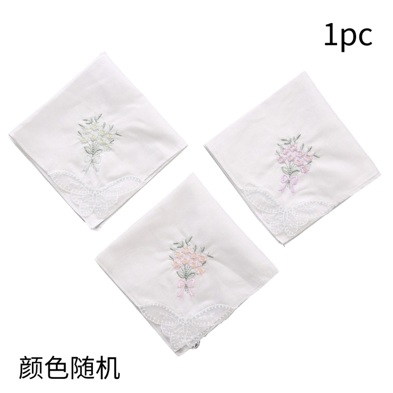 Cotton Ladies Handkerchiefs Vintage Floral Lace Edging Wedding Party Hanky