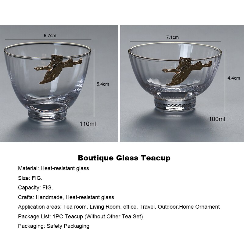 110ml japansk stil boutique klart glas kobber-nikkel sølv frø master cup tekop kung fu te sæt teskål rund skud glas