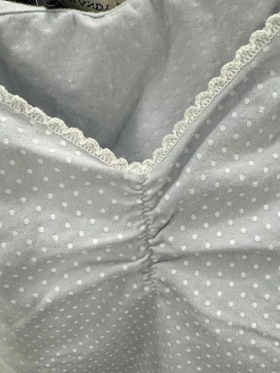 Prickigt linne shorts 2 -delat set kvinna veck spetskant v-ringad smal crop top resår i midjan korta byxor söta bomulls pyjamasset för hemmabruk