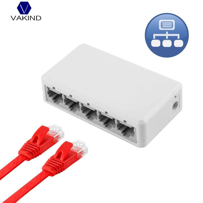 5 Port 10/100Mbps Mini Ethernet Network Switch Desktop Lan Hub High Performance Ethernet Smart Switcher EU Power Adapter