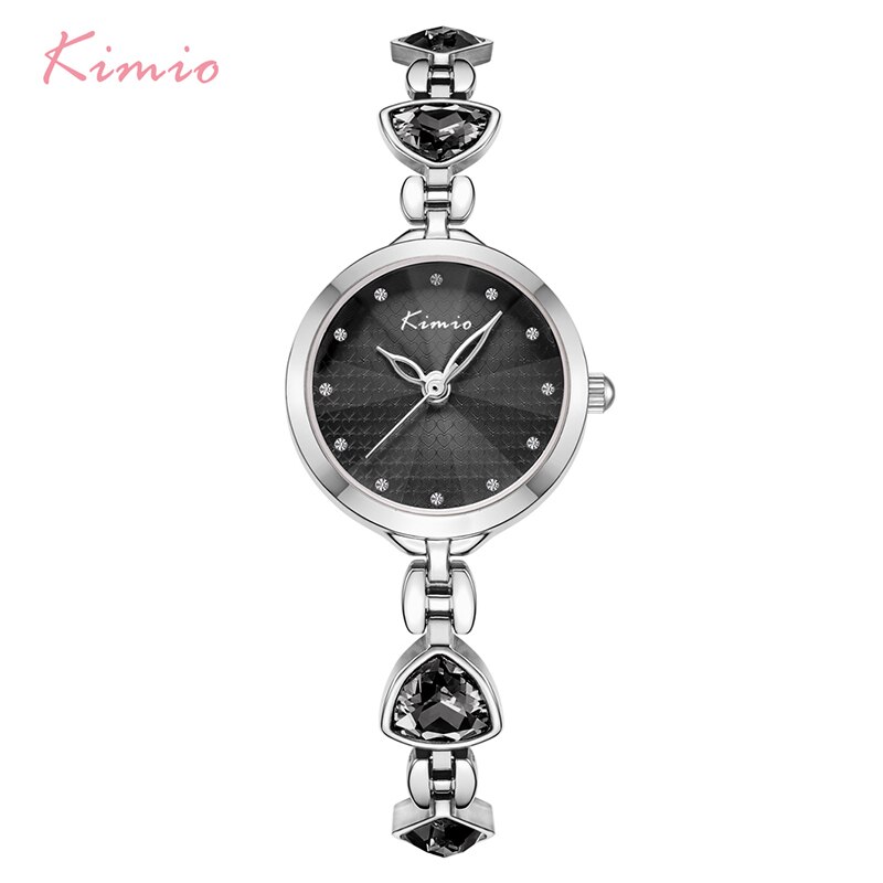 Kimio merk dames armbandhorloges luxe dames kristal quartz horloge onregelmatige edelsteen jurk waterdicht polshorloge relogio feminino: Zwart horloge