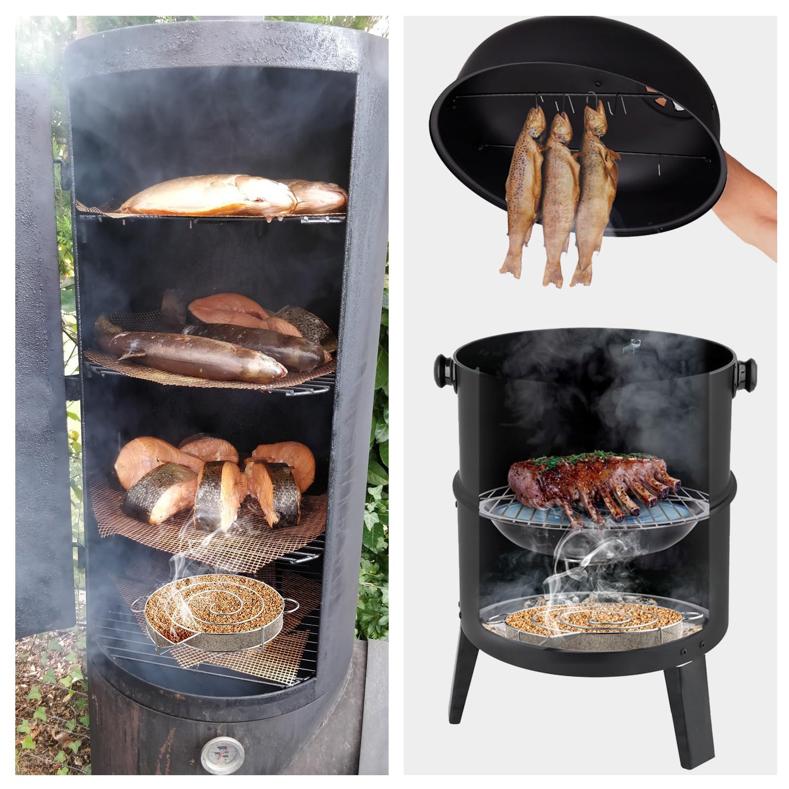 Røggenerator grill røgstativ koldt rustfrit stål grillnet udendørs rygning laks bacon fisk æble grillværktøj tilbehør