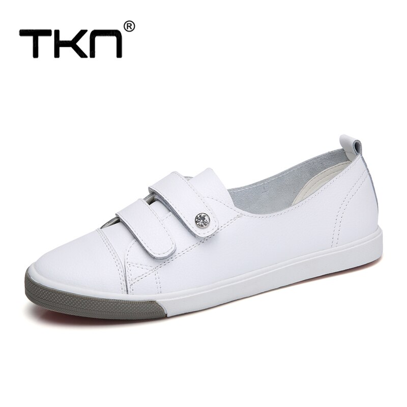 Tkn herfst dames sneakers flats slip on ballerina's loafers dames casual bootschoenen klittenband leren schoenen dames 180