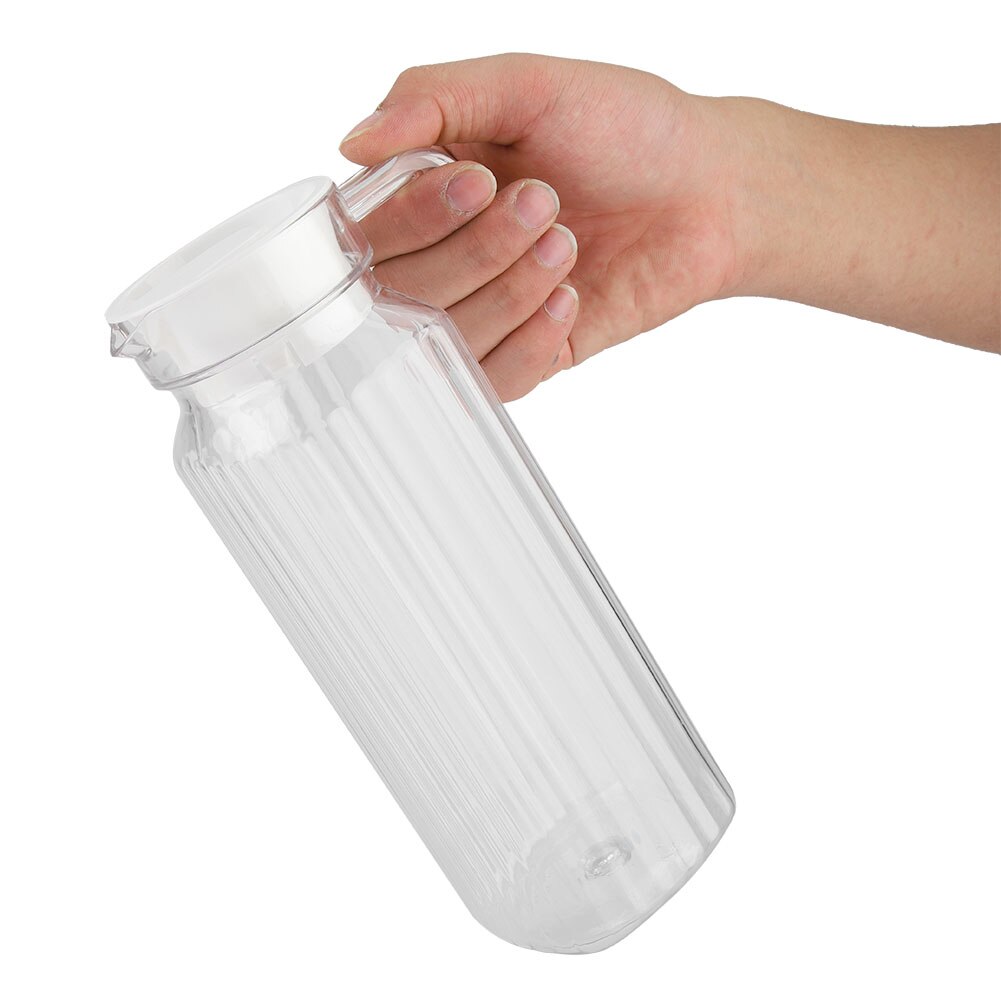 1100ml akryl gennemsigtig juice flaske med stor kapacitet stribet vand iskold saftkande med låg til bar home club kaffebar