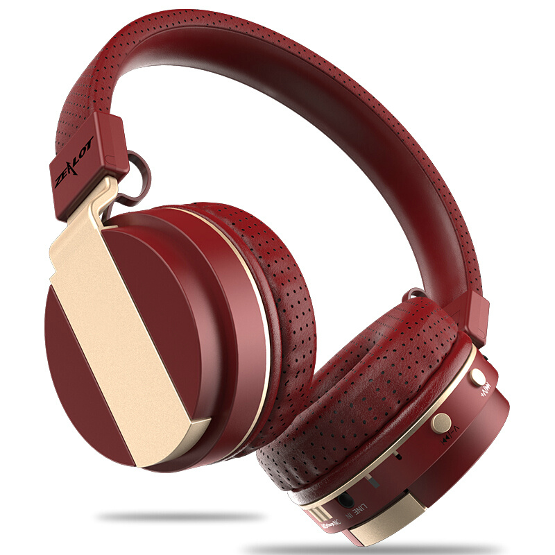ZEALOT B17 Wireless Bluetooth Headphone Super Bass Stereo Headset FM Radio TF Card Play With Microphone: Red