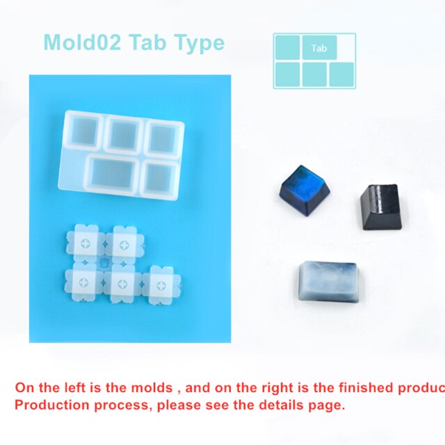Manual DIY Mechanical PC Keyboard Key Cap Silicone Mold UV Crystal Epoxy Molds for DIY Handmade Crafts Making Mould Tools: Mold2