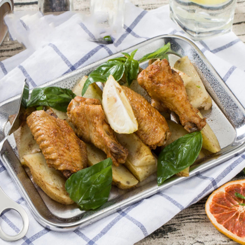 Stainless Steel Baking Tray Steamed Sausage Dish Rectangle Fruit Plate Pizza Bread Pastry Storage Tray Bakeware Tool