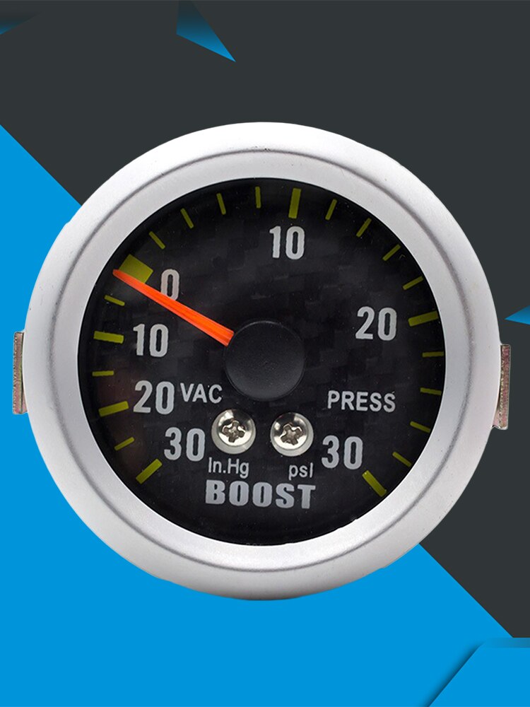 2 "52Mm Auto Turbo Boost Gauge + Sensor -30 ~ 30 Psi Analoge Carbon Fiber Gezicht meter Met Gauge Pod Houder Triple Cups Plastic
