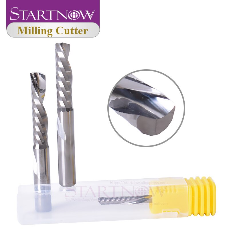 Startnow 5 pièces/lot fraise à coupe vers le bas fraise en bout à cannelure unique 3.175/4/6 carbure de tungstène CNC outil routeur gravure spirale Bits